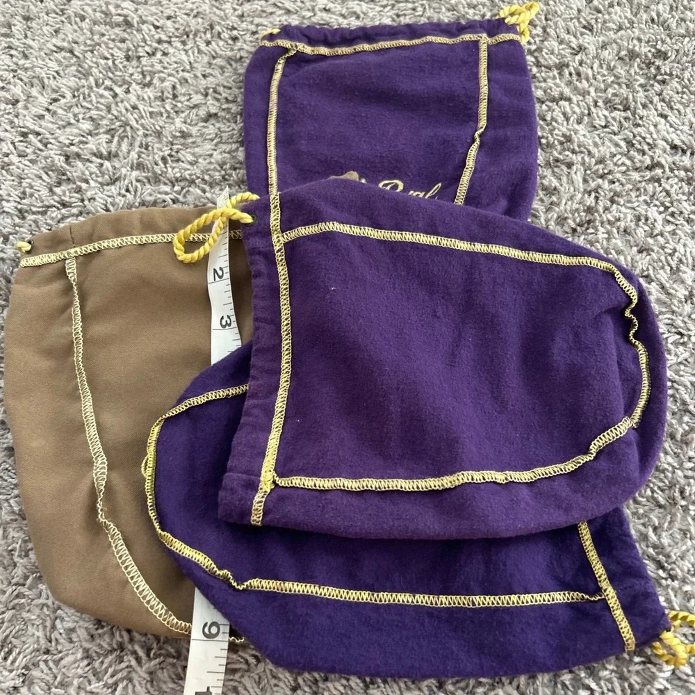 Crown Royal Purple & Tan Drawstring Pouches Bags 4pc Set
